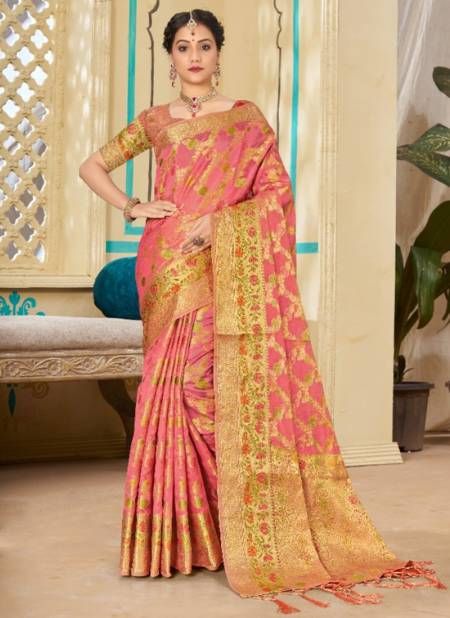 Pink Colour Sangam Avantika New Latest Printed Designer Party Wear Organza Saree Collection 1120